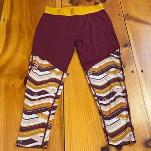 WILD RYE 4 Plum Printed Baselayer Tights Leggings 100% Merino Wool